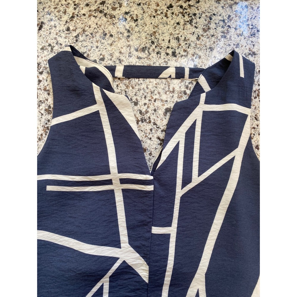Banana Republic Trapeze Dress M Navy MCM Excellent Geometric Abstract Artsy Mod - Picture 6 of 12